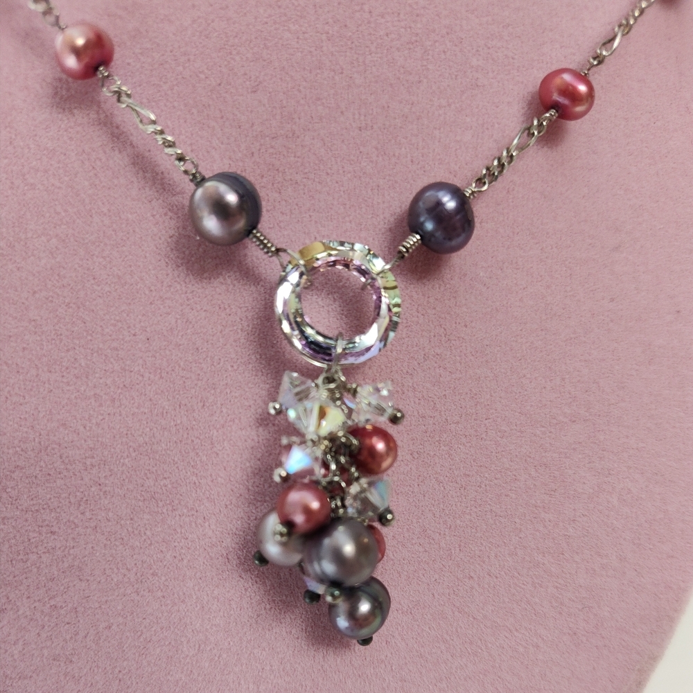 Vintage Sterling Silver Handmade Genuine Pearl Beaded Tassel Necklace 18 inch - Picture 4 of 8